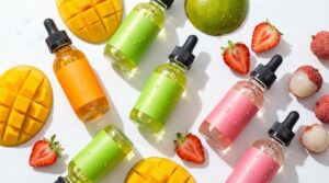 Naked 100 e-liquid bottles with tropical fruit flavors